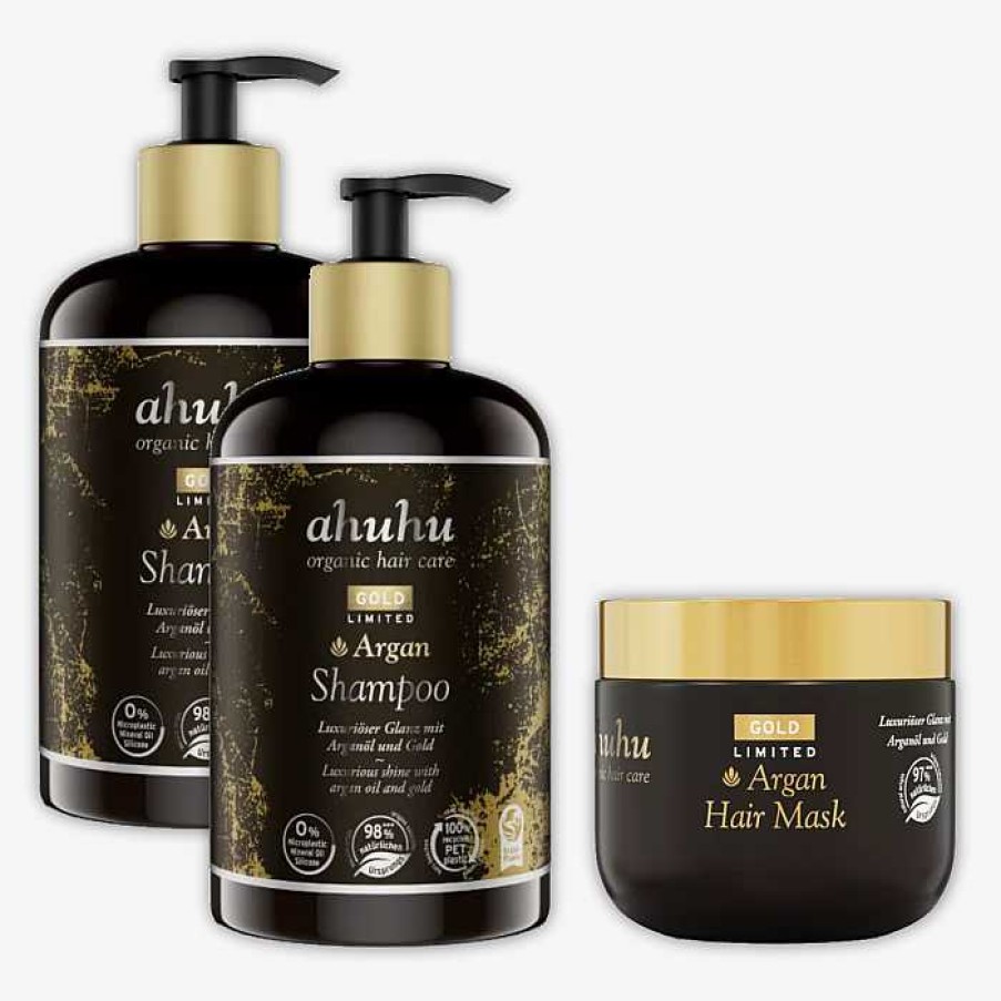 Beauty ahuhu | Gold Limited Argan Set: 2 X Shampoo 500 Ml + Hair Mask 150 Ml