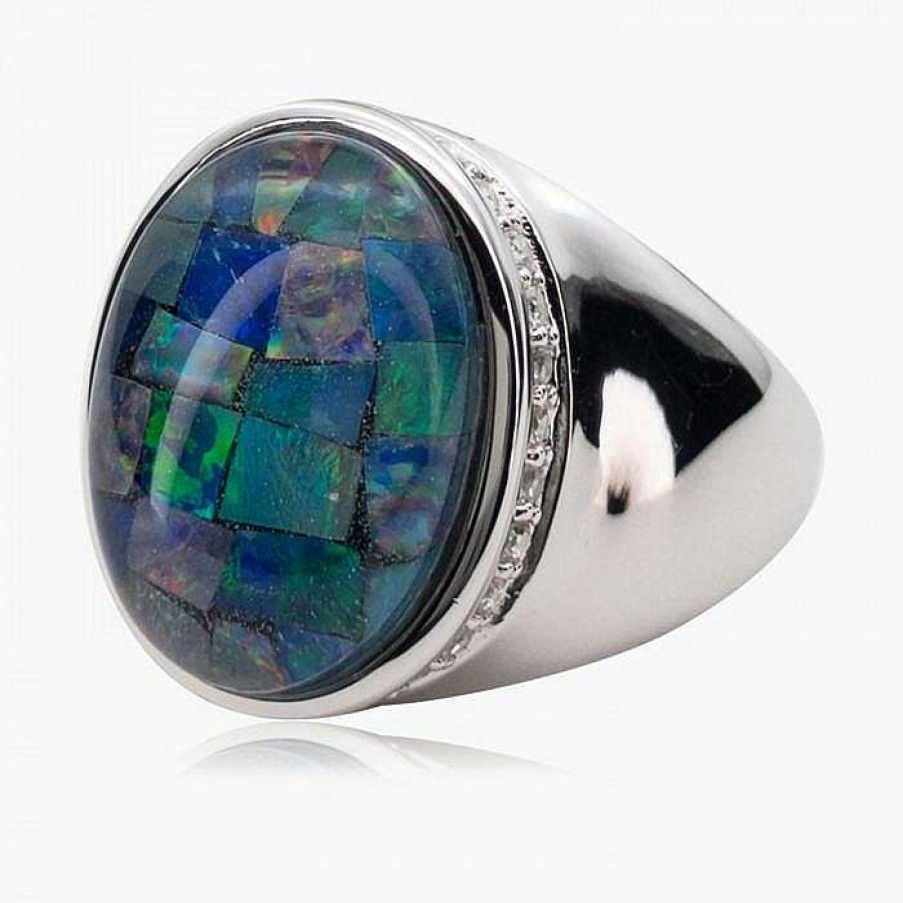 Schmuck Romance | Ring Mosaikopal Und Zirkon 925Er Silber