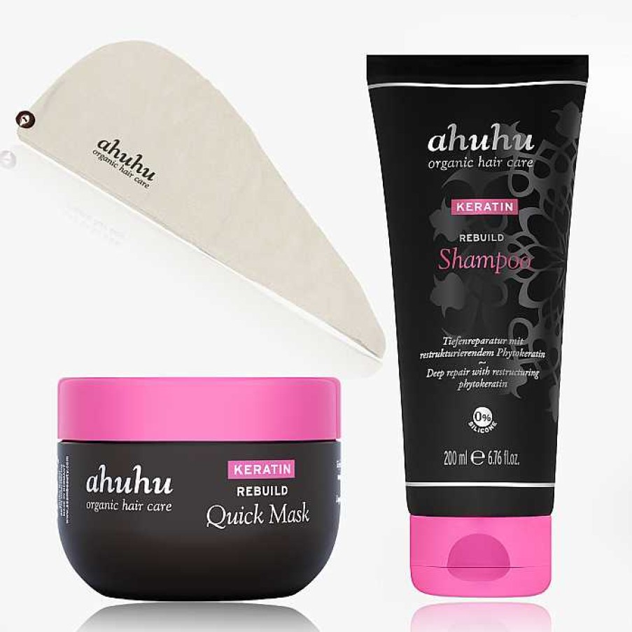 Beauty ahuhu | Keratin Rebuild Set: Quick Mask 200 Ml + Shampoo 200 Ml + Towel