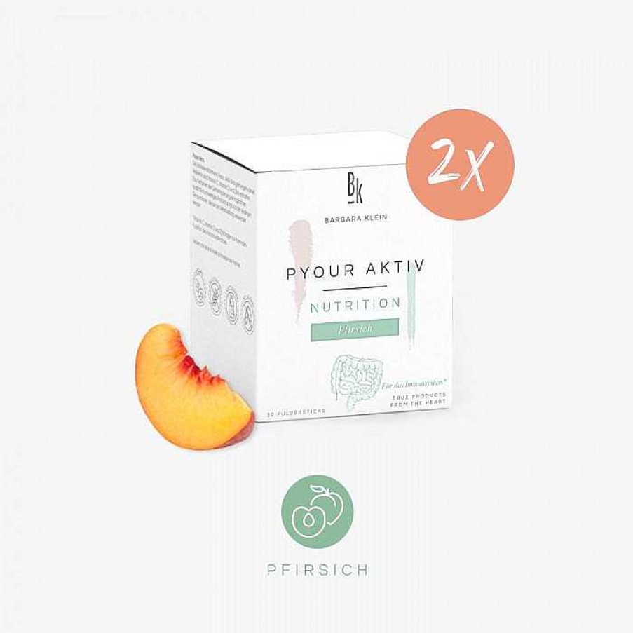 Fit & Vital BK NUTRITION by Barbara Klein Allgemeines Wohlbefinden | Pyour Aktiv Duo Pfirsich 2 X 30 Pulversticks