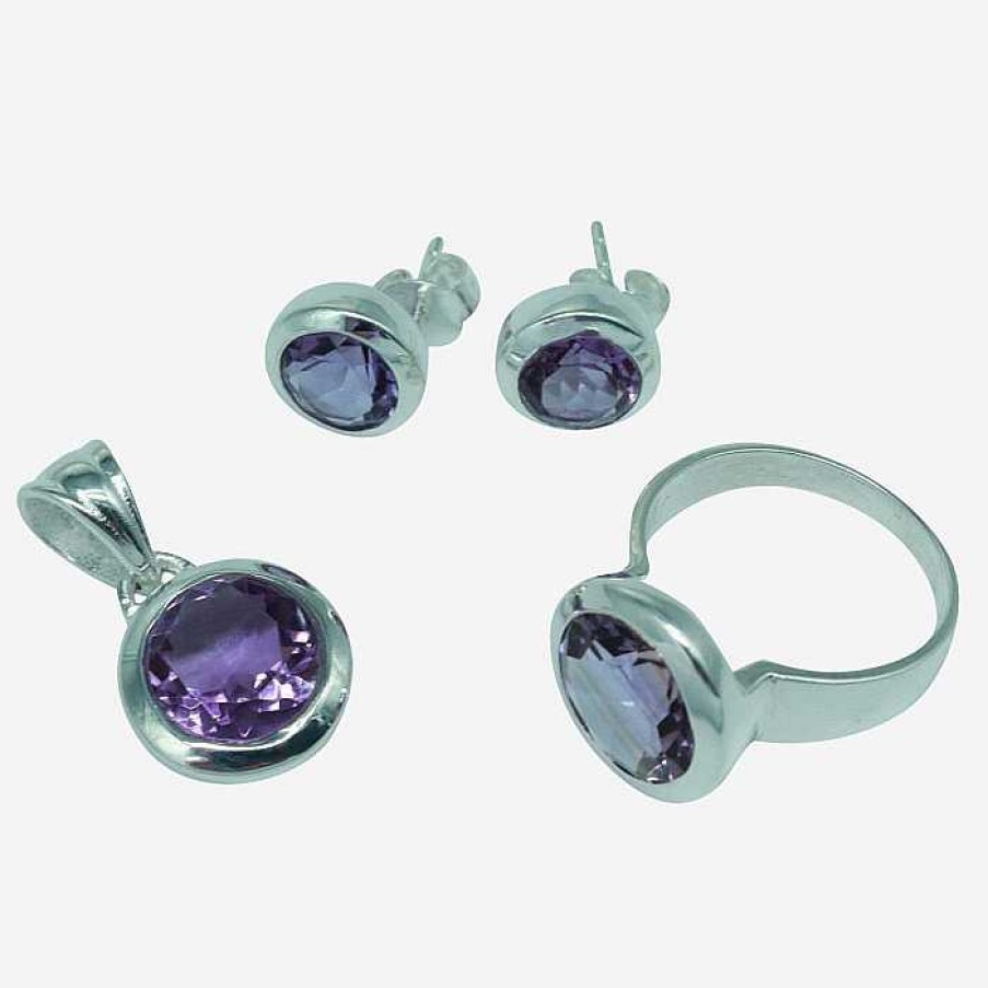 Schmuck Romance | Amethyst Set 3-Teilig 925Er Silber